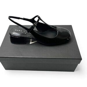 Marc Fisher Ltd Women's Folly Black Patent Leather T-Strap Sling Back Pumps Size